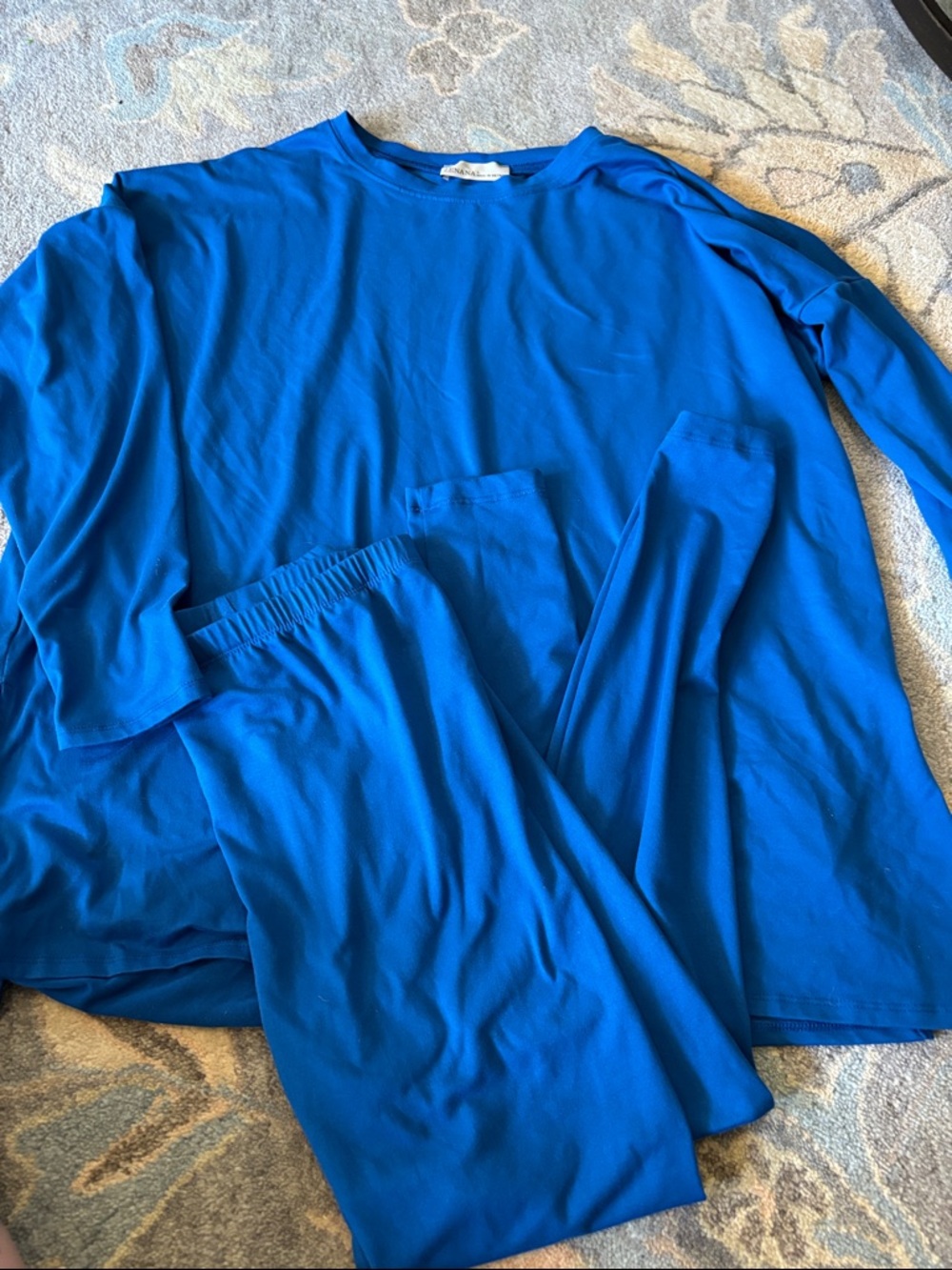 Zenana Outfitters Royal Blue Crewneck Long Sleeve Top and Leggings set